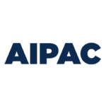 The image shows the acronym AIPAC in bold, dark blue capital letters on a white background.
